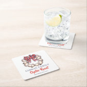 Oyster Wreath Plaid Ribbon Oyster Roast Custom スクエアペーパーコースター (インサイチュ)