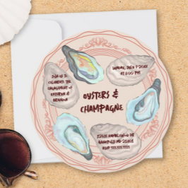 Oysters and Champagne Wedding Engagement Party 招待状