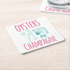 "Oysters & Champagne" スクエアペーパーコースター