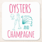 "Oysters & Champagne"  スクエアペーパーコースター (正面)