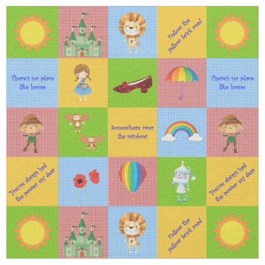 Ozキルトブロックのウィザード（赤/緑） ファブリック (クローズアップ)