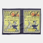 Ozブックカバーアートのヴィンテージウィザード、タイトルページ キッチンタオル (横)