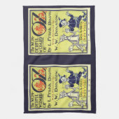 Ozブックカバーアートのヴィンテージウィザード、タイトルページ キッチンタオル (縦)