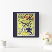 Ozブックカバーアートのヴィンテージウィザード、タイトルページ スクエア壁時計 (ホーム)