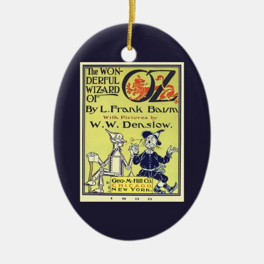 Ozブックカバーアートのヴィンテージウィザード、タイトルページ セラミックオーナメント (正面)