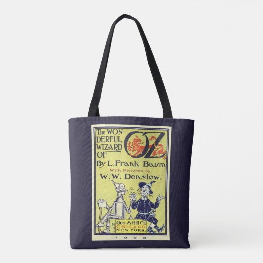 Ozブックカバーアートのヴィンテージウィザード、タイトルページ トートバッグ (裏面)