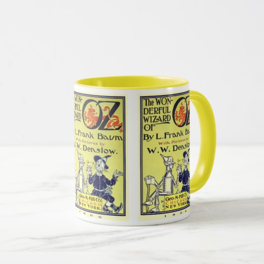 Ozブックカバーアートのヴィンテージウィザード、タイトルページ マグカップ (正面右)