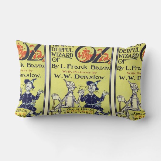 Ozブックカバーアートのヴィンテージウィザード、タイトルページ ランバークッション (裏面)