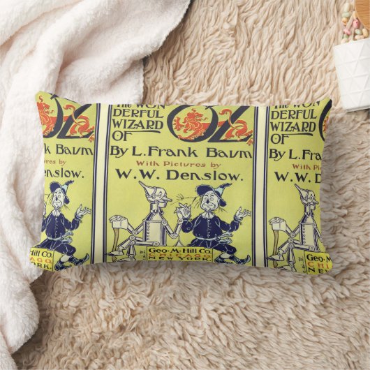 Ozブックカバーアートのヴィンテージウィザード、タイトルページ ランバークッション (ブランケット)