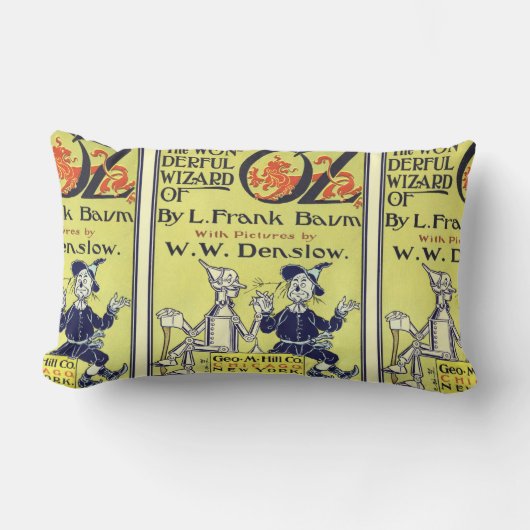 Ozブックカバーアートのヴィンテージウィザード、タイトルページ ランバークッション (正面)