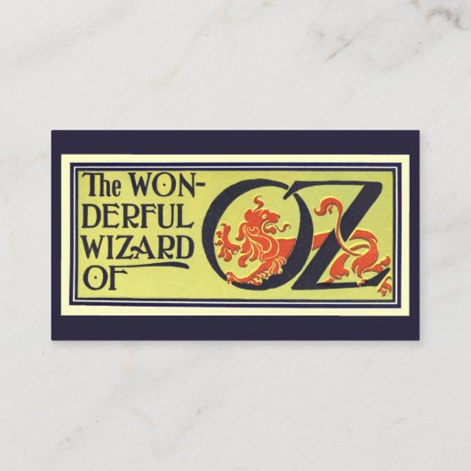 Ozブックカバーアートのヴィンテージウィザード、タイトルページ 名刺 (裏面)