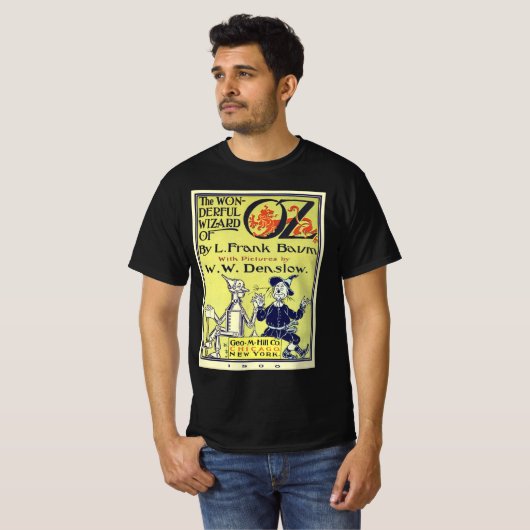 Ozブックカバーアートのヴィンテージウィザード、タイトルページ Tシャツ (正面フル)