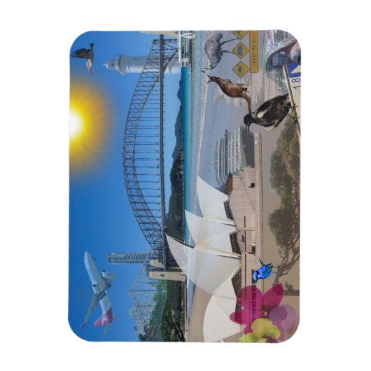 OZ Brisbaneとシドニーの反射 マグネット (縦)