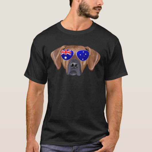 OZ Flag Rhodesian Ridgeback Dog Australia Pocket Tシャツ (正面)