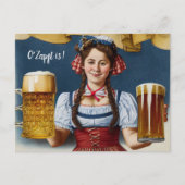 O'Zapft is! Frau im Dirndl mit Bier. München Wiesn ポストカード (正面)