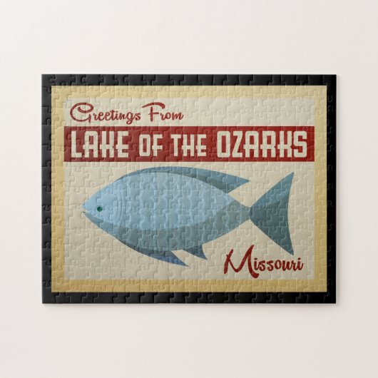 Ozarksの魚のヴィンテージ旅行の湖 ジグソーパズル (横)