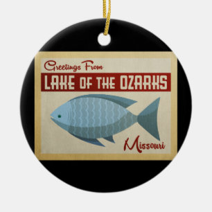 Ozarksの魚のヴィンテージ旅行の湖 セラミックオーナメント
