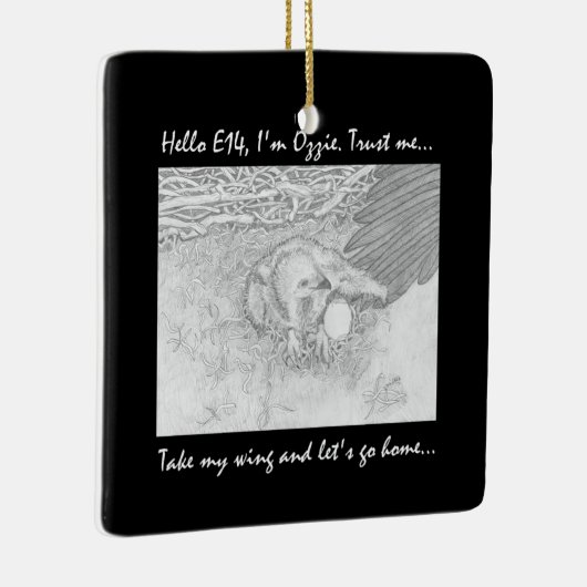 OZZIEのウィングトラストで帰宅中のE14クロウの寄付 セラミックオーナメント (右)