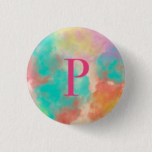 Pという文字のトートバッグ 缶バッジ (正面)