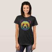 Pのためのかわいいカラフルな芸術的なパンダのクマの頭の顔 Tシャツ (正面フル)