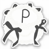 Pのイニシャル 黒と白のリボン ビンテージケーキ シール (正面)