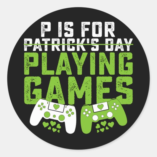 Pはゲーマー遊ゲーミングセントパトリックのゲーム ラウンドシール (正面)