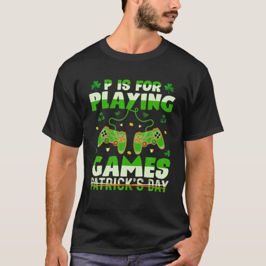 Pはゲームのた遊めのSt patricks day・ゲーマー・ボーイズ Tシャツ (正面)