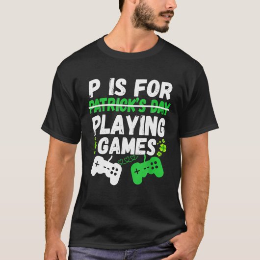 Pはテレビゲ遊ームのゲーマー、男性、ST PAT Tシャツ (正面)