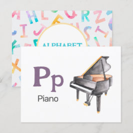 Pはピアノ用 – アルファベットフラッシュカード ポストカード