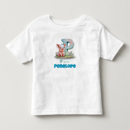 Pはペネロペのイニシャル お名前入りトドラーTシャツ トドラーTシャツ