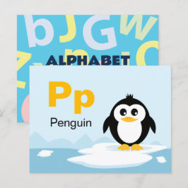 Pはペンギン用 – アルファベットフラッシュカード ポストカード