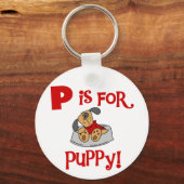 Pは子犬のTシャツおよびギフトのためです キーホルダー (正面)