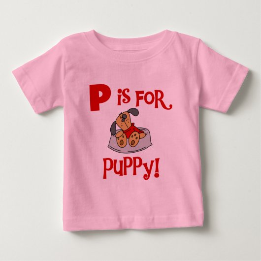 Pは子犬のTシャツおよびギフトのためです ベビーTシャツ (正面)