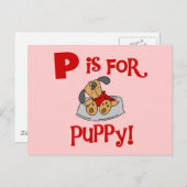 Pは子犬のTシャツおよびギフトのためです ポストカード (正面/裏面)