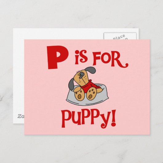 Pは子犬のTシャツおよびギフトのためです ポストカード (正面/裏面)
