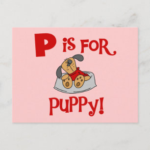 Pは子犬のTシャツおよびギフトのためです ポストカード