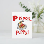 Pは子犬のTシャツおよびギフトのためです ポストカード (スタンド正面)