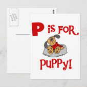 Pは子犬のTシャツおよびギフトのためです ポストカード (正面/裏面)
