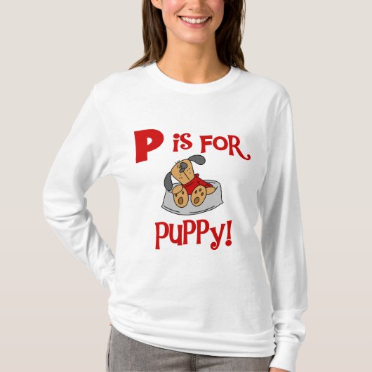 Pは子犬のTシャツおよびギフトのためです Tシャツ (正面)