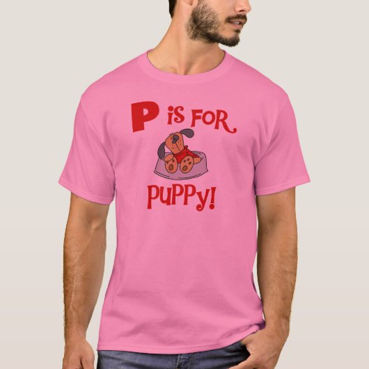 Pは子犬のTシャツおよびギフトのためです Tシャツ (正面)