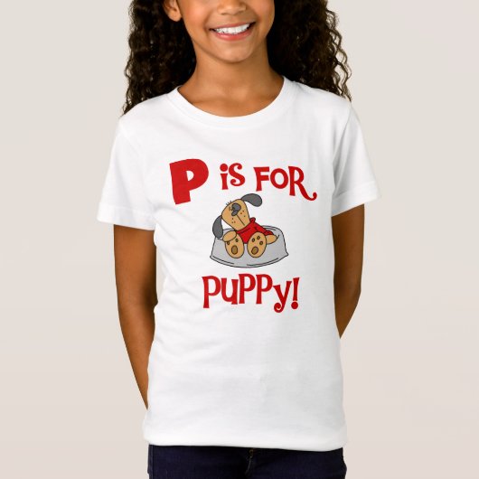Pは子犬のTシャツおよびギフトのためです Tシャツ (正面)