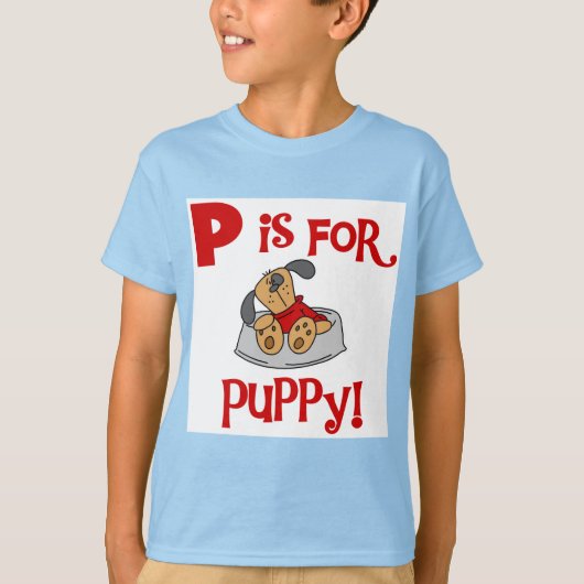 Pは子犬のTシャツおよびギフトのためです Tシャツ (正面)
