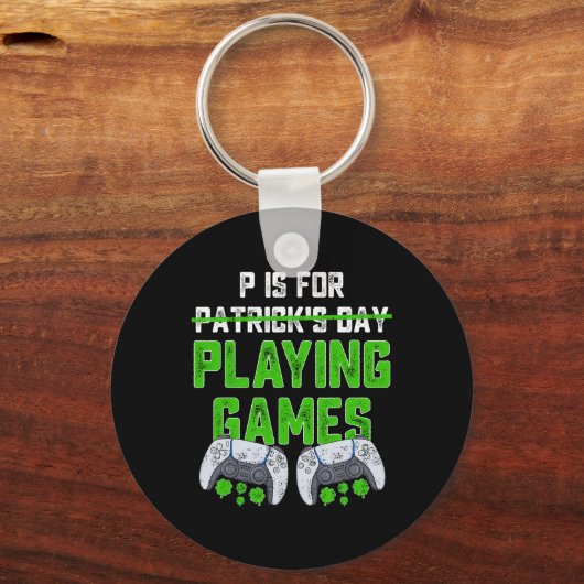 Pは遊St patricks dayおもしろいゲーマーB用 キーホルダー (裏面)