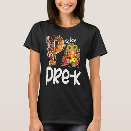 PはPre K Leopard Pumpkin用先生秋感謝してい Tシャツ (正面)