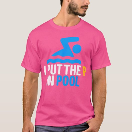 Pをプールに入おもしろいれる Tシャツ (正面)