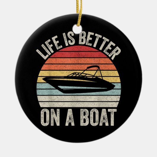 Pをボートに乗せた船のキャプテンの方がヴィンテージの生活が良い セラミックオーナメント (正面)