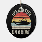 Pをボートに乗せた船のキャプテンの方がヴィンテージの生活が良い セラミックオーナメント (左)