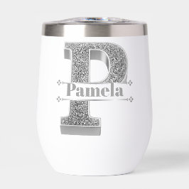 Pイニシャルパーソナライズされたシルバーモノグラムあなたの名前