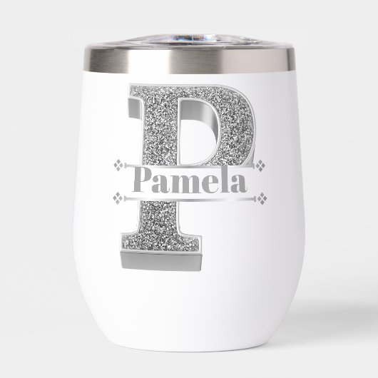 Pイニシャルパーソナライズされたシルバーモノグラムあなたの名前 (正面)