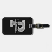 Pイニシャルパーソナライズされたシルバーモノグラムあなたの名前 ラゲッジタグ (正面横)